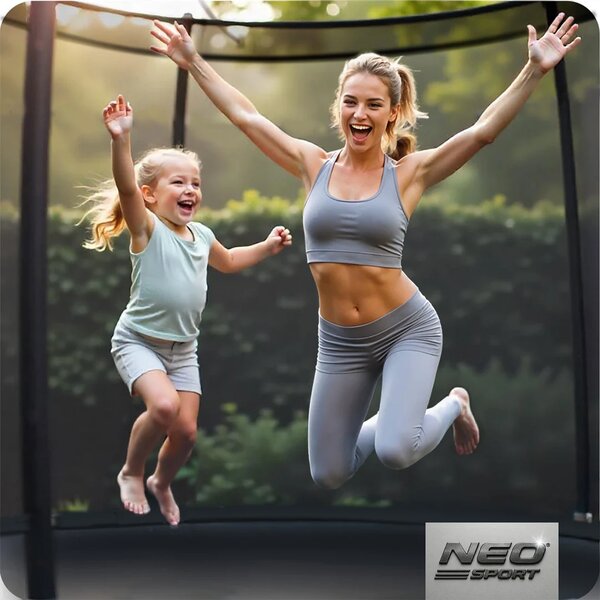Profilirani vrtni trampolin Neo-Sport, Ø 312 cm (10 ft), unutarnja mreža, siva, var. NS-10C231
