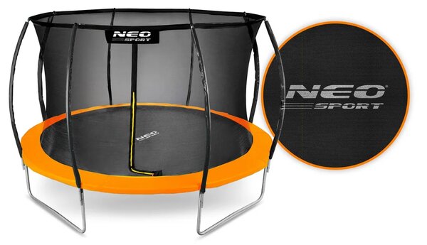 Profilirani vrtni trampolin Neo-Sport, Ø 374 cm (12 ft), unutarnja mreža, siva, var. NS-12C201