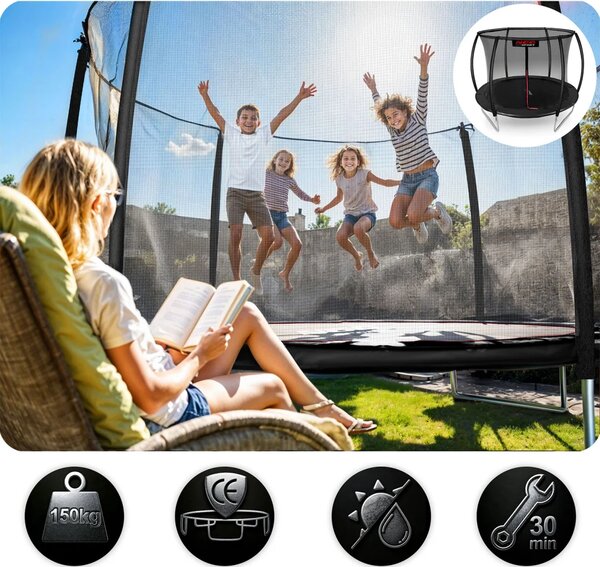 Profilirani vrtni trampolin Neo-Sport, Ø 312 cm (10 ft), unutarnja mreža, siva, var. NS-10C231