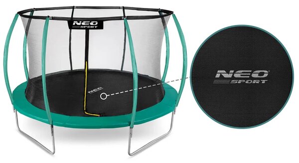 Profilirani vrtni trampolin Neo-Sport, Ø 374 cm (12 ft), unutarnja mreža, siva