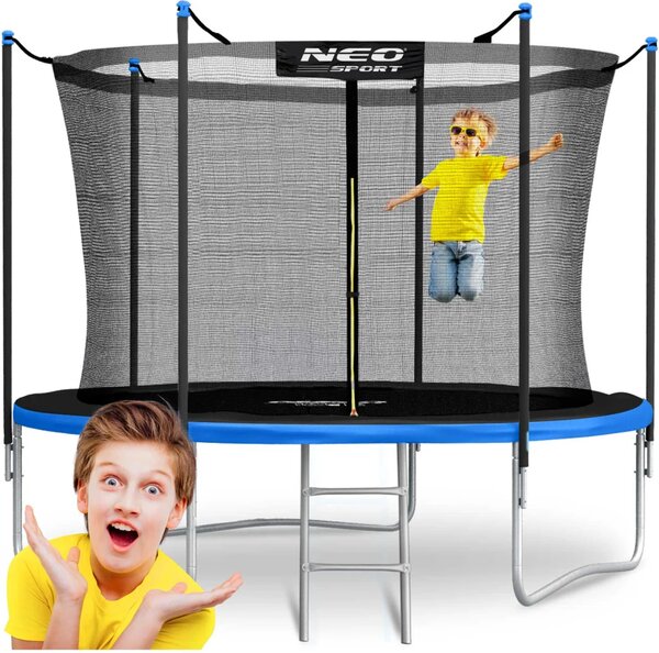 Vrtni trampolin Neo-Sport, Ø 312 cm (10 ft), unutarnja mreža i ljestve, siva, var. NS-10W241