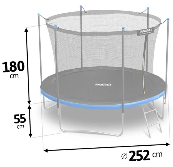 Vrtni trampolin Neo-Sport NS-08W241 252 cm, 8 ft, unutarnja mreža i ljestve