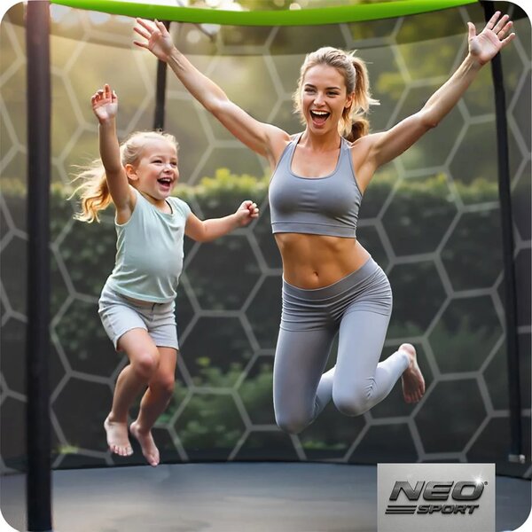 Profilirani vrtni trampolin Neo-Sport, Ø 312 cm (10 ft), unutarnja mreža, siva, var. NS-10C221