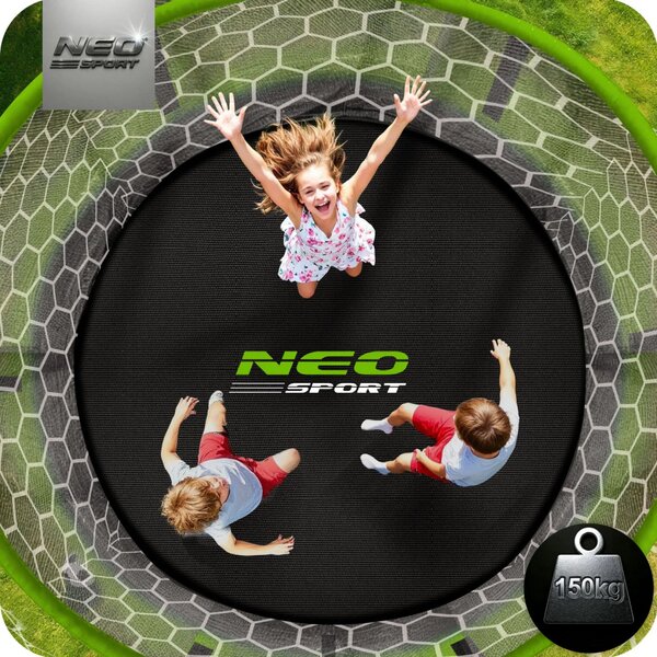 Profilirani vrtni trampolin Neo-Sport, Ø 312 cm (10 ft), unutarnja mreža, siva, var. NS-10C221