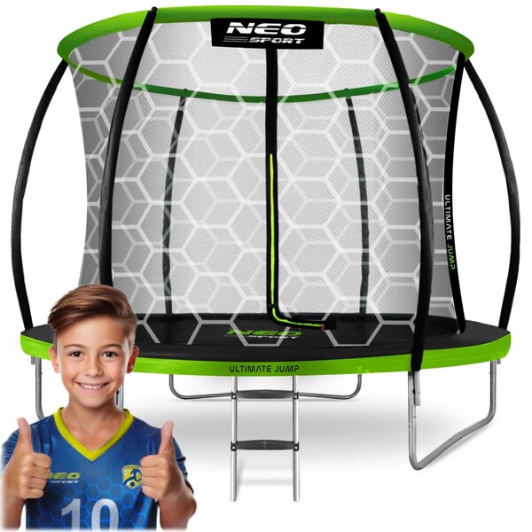 Profilirani vrtni trampolin Neo-Sport, Ø 312 cm (10 ft), unutarnja mreža, siva, var. NS-10C221
