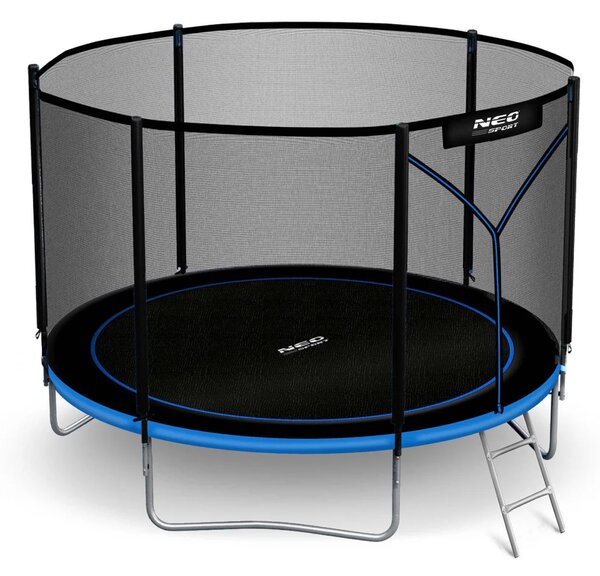 Vrtni trampolin Neo-Sport, Ø 252 cm (8 ft), vanjska mreža i ljestve, siva