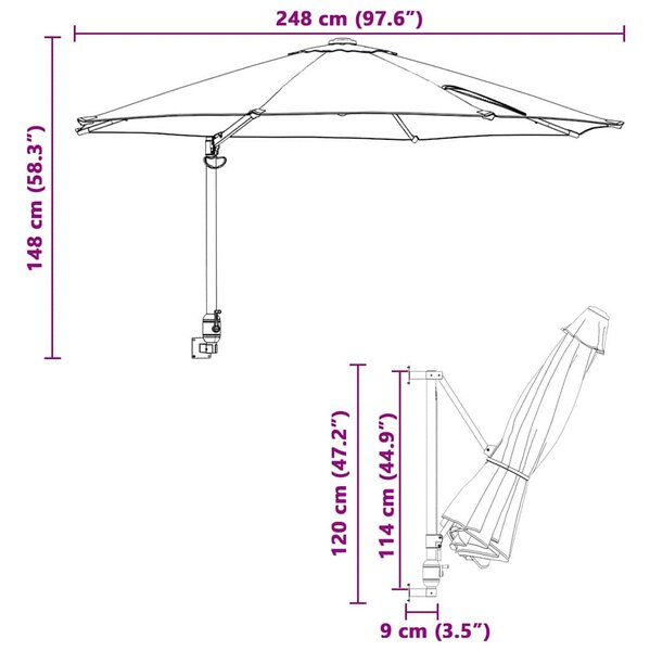 Vrtni suncobran Azurnoplava 248 x 248 x 148 cm - Plava / 248 x 248 x 148 cm