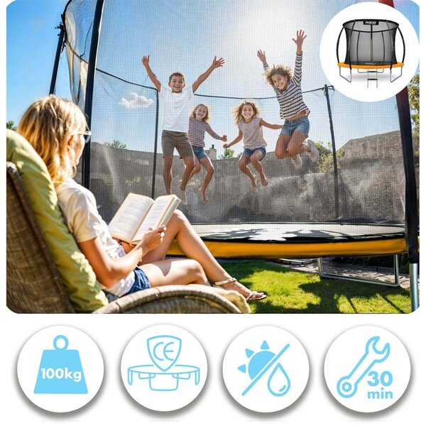 Profilirani vrtni trampolin Neo-Sport NS-08C201 252 cm, 8 ft, unutarnja mreža