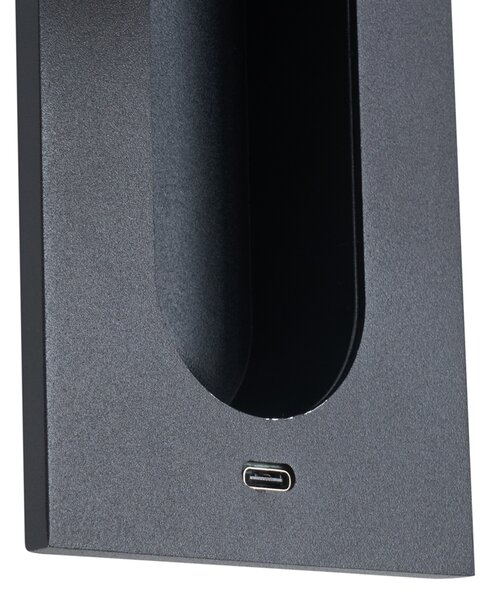 Set od 2 moderne zidne svjetiljke crne boje uklj. LED i USB-C priključak - Hilton