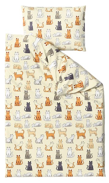 Poli-pamučna posteljina COLORED CATS POLY krem boje Dimenzije posteljine: 70 x 90 cm | 140 x 200 cm