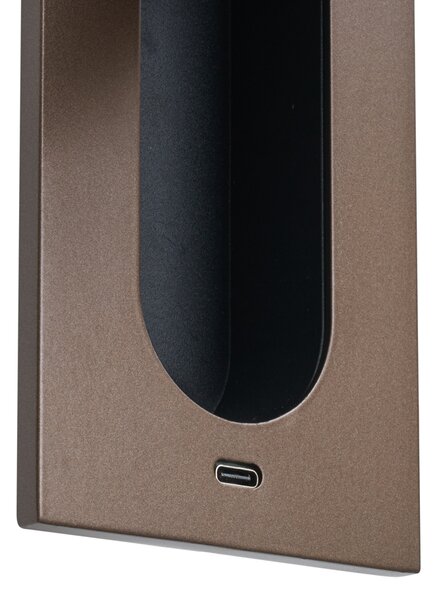 Set od 2 moderne zidne svjetiljke tamna bronca uklj. LED i USB-C priključak - Hilton