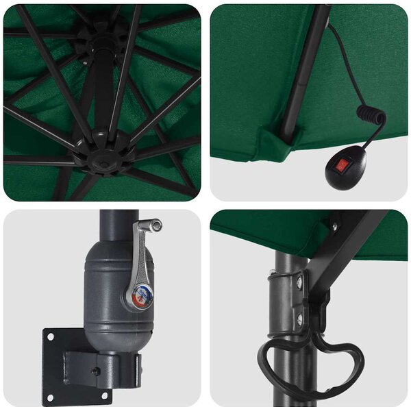 Vrtni suncobran Zelena 248 x 248 x 148 cm Poliester i čelik - Zelena / 248 x 248 x 148 cm