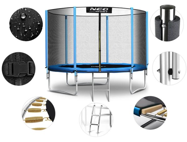 Vrtni trampolin Neo-Sport 183 cm, 6 ft, vanjska mreža i ljestve