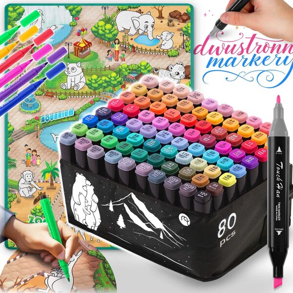 Podloga za slikanje 90 x 120 cm + 80 Ricokids alkoholnih markera
