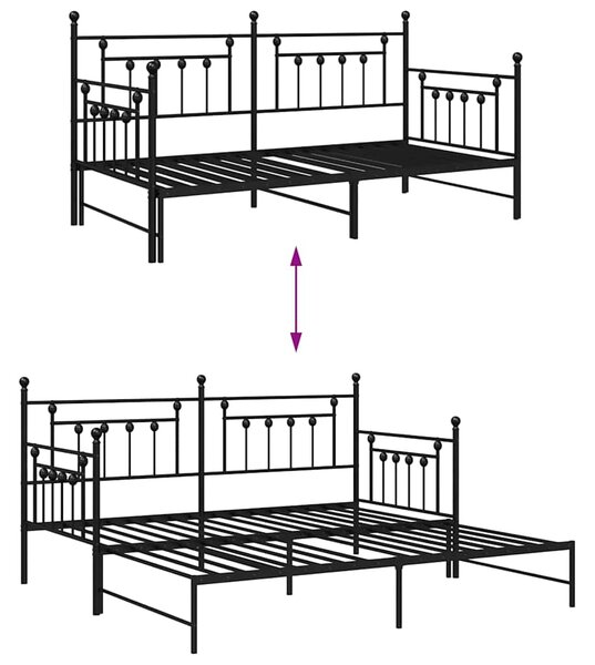 Krevet na kat Crna 90 x 190 cm Čelik - Crna / 90 x 190 cm