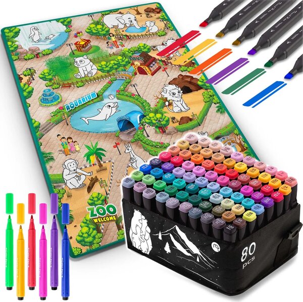 Podloga za slikanje 90 x 120 cm + 80 Ricokids alkoholnih markera