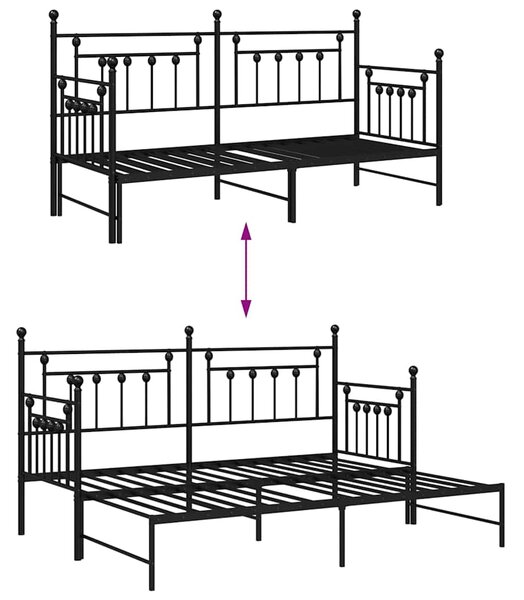 Krevet na kat Crna 75 x 190 cm Čelik - Crna / 75 x 190 cm