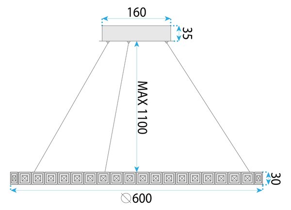 LED svijetiljka MS010-CP 59cm Chrome