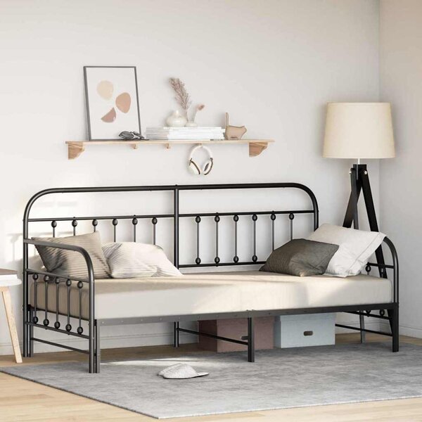 Krevet na kat Crna 90 x 200 cm Čelik s prahom premazan - Crna / 90 x 200 cm
