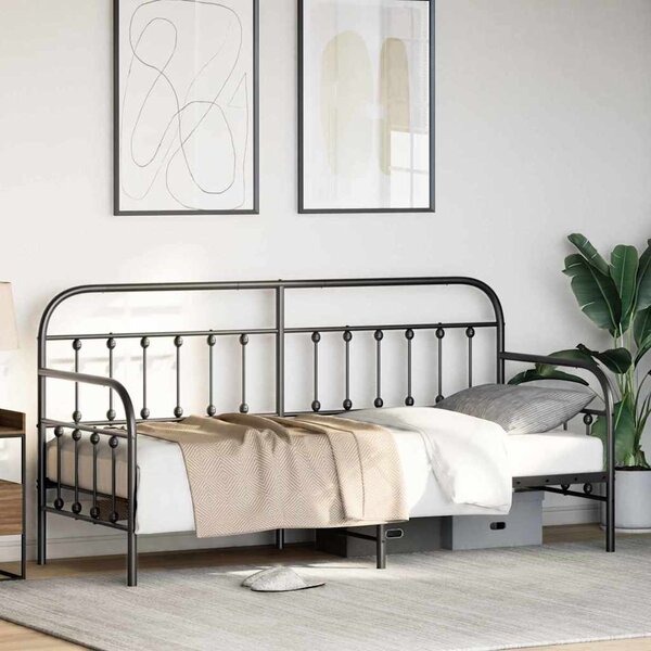 Krevet na kat Crna 80 x 200 cm Čelik s prahom premazan - Crna / 80 x 200 cm