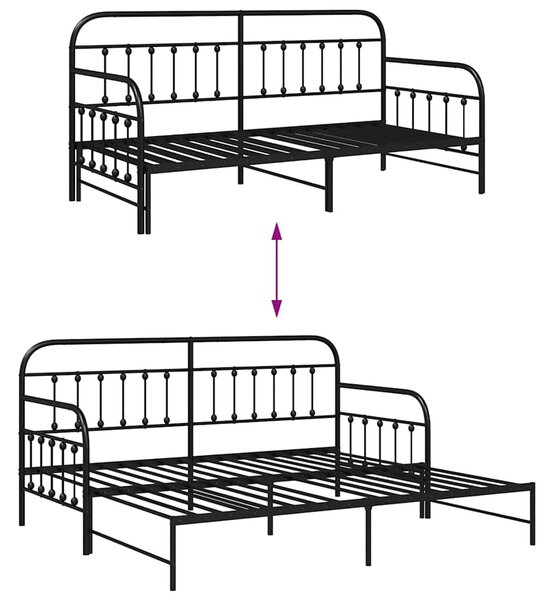 Krevet na kat Crna 90 x 200 cm Čelik s prahom premazan - Crna / 90 x 200 cm