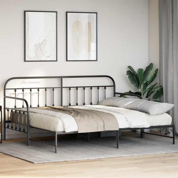 Krevet na kat Crna 90 x 200 cm Čelik s prahom premazan - Crna / 90 x 200 cm