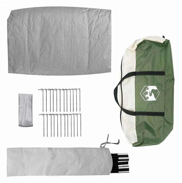 Kabinski šator s krovom Zelena 370 x 230 x 185 cm taft - Zelena / 370 x 230 x 185 cm