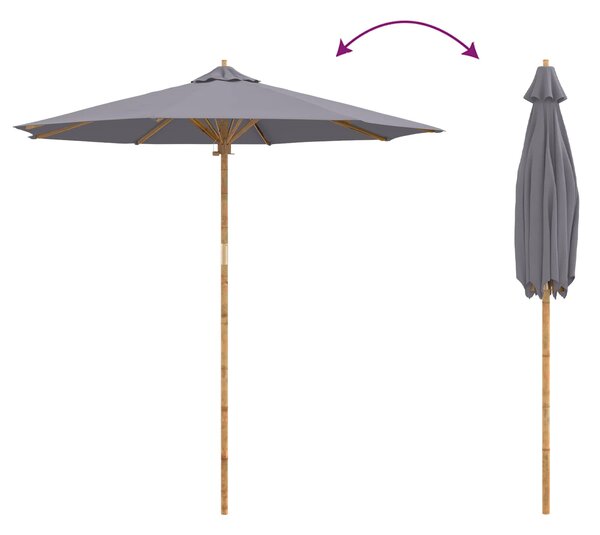 Vrtni suncobran Tamno siva Ø 240 x 260 cm bambus - Siva / Ø 240 x 260 cm
