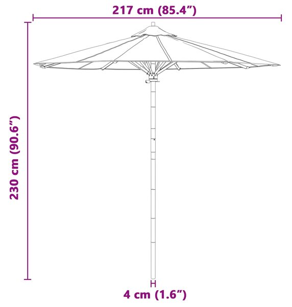Vrtni suncobran Krem bijela Ø 217 x 230 cm bambus - Bijela / Ø 217 x 230 cm