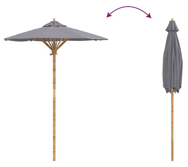 Vrtni suncobran Tamno siva Ø 150 x 210 cm bambus - Siva / Ø 150 x 210 cm