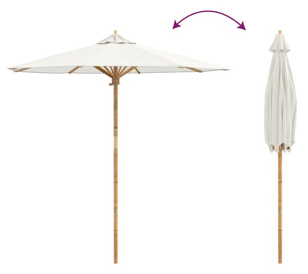 Vrtni suncobran Krem bijela Ø 217 x 230 cm bambus - Bijela / Ø 217 x 230 cm