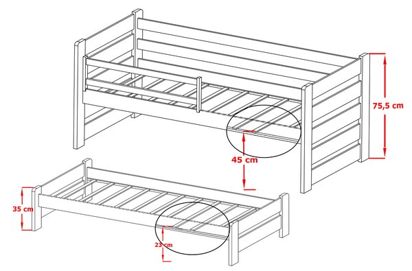 Zondo.hr Dječji krevet 80 x 180 cm SIMO (s podnicom i prostorom za odlaganje) (bijela). Akcija -21%. 1012997