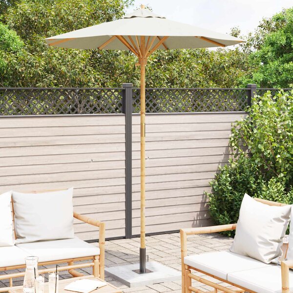 Vrtni suncobran Krem bijela Ø 180 x 230 cm bambus - Bijela / Ø 180 x 230 cm