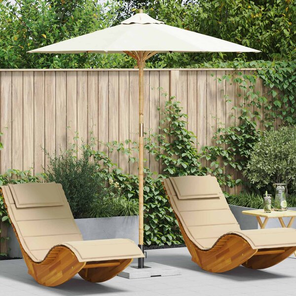 Vrtni suncobran Krem bijela Ø 217 x 230 cm bambus - Bijela / Ø 217 x 230 cm