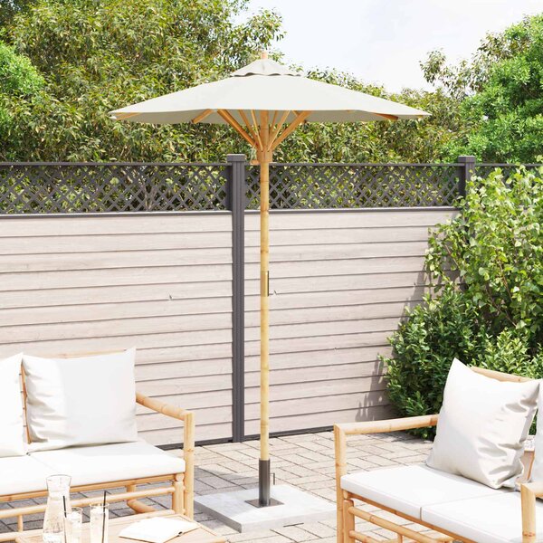Vrtni suncobran Krem bijela Ø 150 x 210 cm bambus - Bijela / Ø 150 x 210 cm