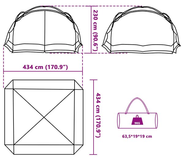 Šator s mrežom protiv komaraca Azure plava 434 x 434 x 230 cm - Plava / 434 x 434 x 230 cm
