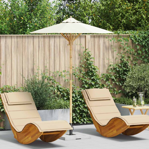 Vrtni suncobran Krem bijela Ø 150 x 210 cm bambus - Bijela / Ø 150 x 210 cm