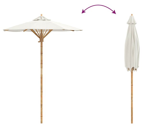 Vrtni suncobran Krem bijela Ø 150 x 210 cm bambus - Bijela / Ø 150 x 210 cm
