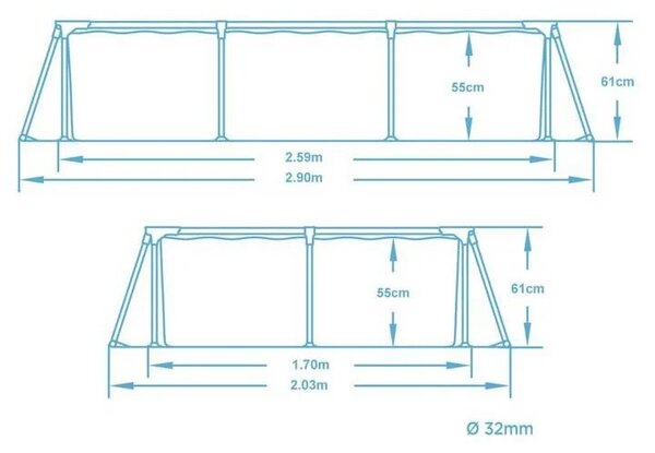 Vrtni bazen s okvirom 259 x 170 x 61 cm Bestway 56403N