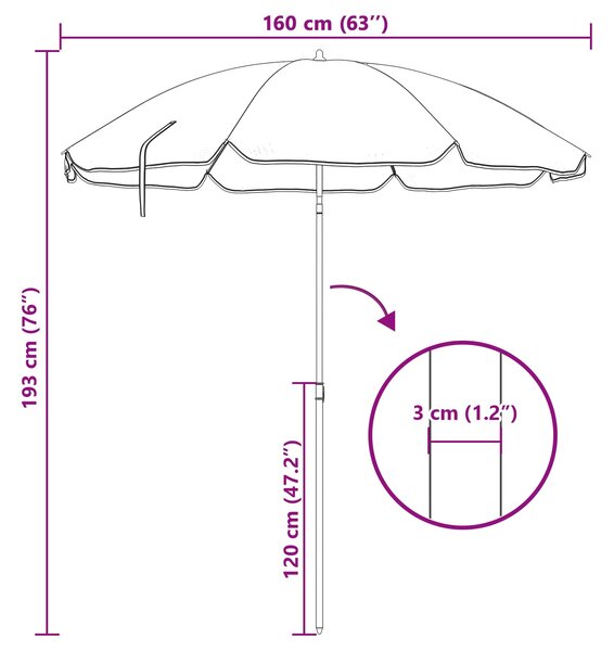 Suncobran Zelena 161 x 161 x 193 cm Poliester - Zelena