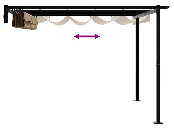 Gazebo 300 x 300 x 200 cm Sivosmeđa Poliester - Smeđesiva / 300 x 300 x 200 cm