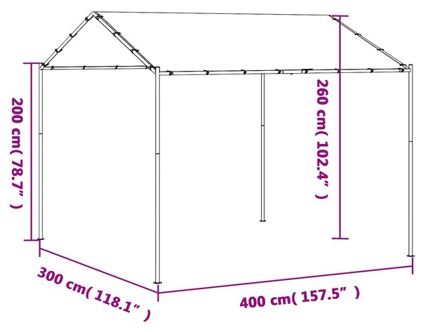 Gazebo 4 x 4 x 2,6 m Bijeli Čelik i poliester 180 gsm - Bijela / 4 x 4 x 2,6 m