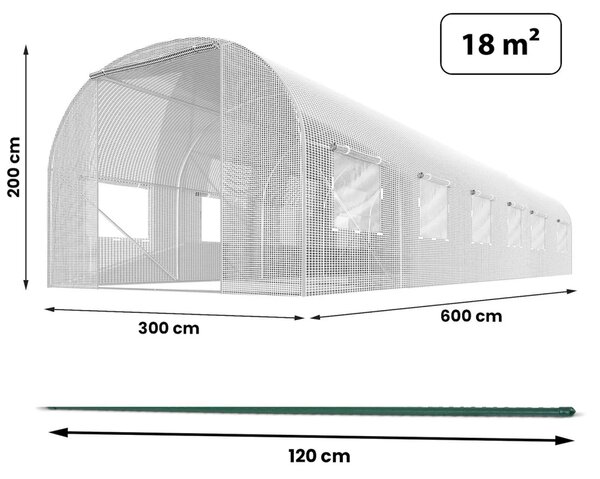 Vrtni tunel 3 x 6 m (18 m2) bijeli Plonos