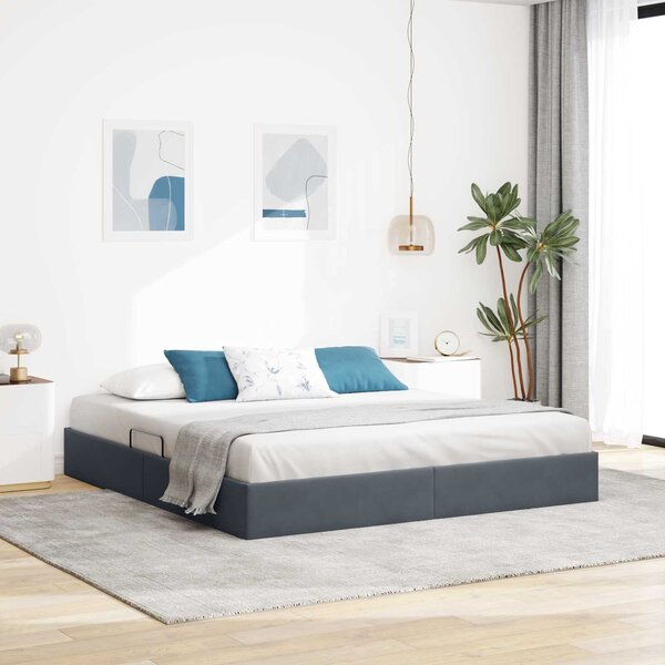 Otomanski krevet s pohranom Tamnosiva 180 x 200 cm Baršun - Tamnosiva / 180 x 200 cm