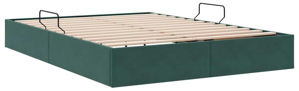 Otomanski krevet s pohranom Tamnozelena 140 x 200 cm Baršun - Zelena / 140 x 200 cm