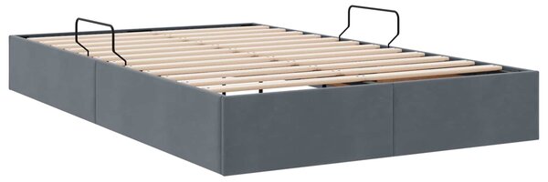 Otomanski krevet s pohranom Tamnosiva 120 x 200 cm Baršun - Tamnosiva / 120 x 200 cm