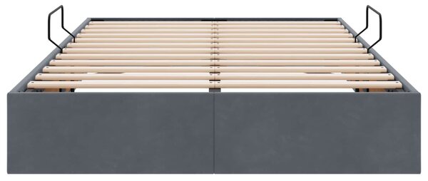 Otomanski krevet s pohranom Tamnosiva 120 x 200 cm Baršun - Tamnosiva / 120 x 200 cm