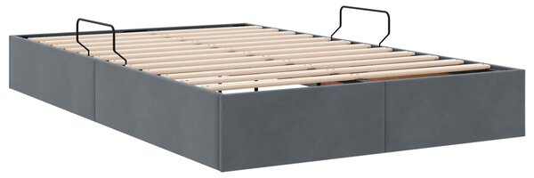 Otomanski krevet s pohranom Tamnosiva 120 x 200 cm Baršun - Tamnosiva / 120 x 200 cm