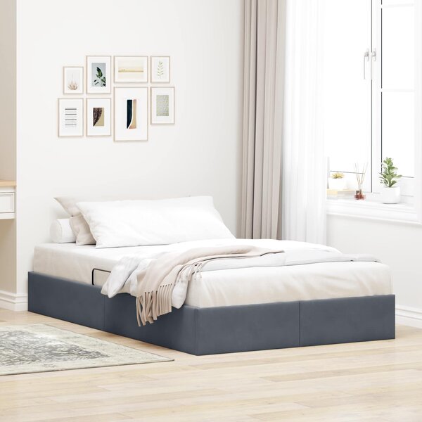 Otomanski krevet s pohranom Tamnosiva 120 x 200 cm Baršun - Tamnosiva / 120 x 200 cm