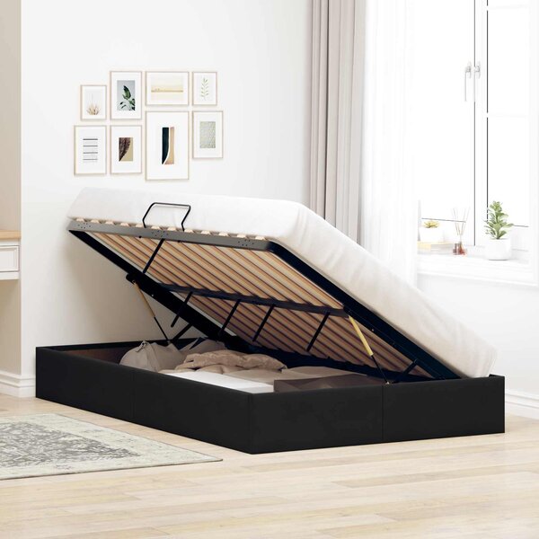 Otomanski krevet s pohranom Crna 120 x 200 cm Baršun - Crna / 120 x 200 cm